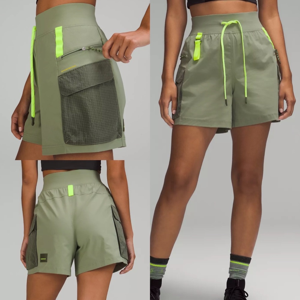 Lululemon Multi-Pocket Cargo High-Rise Hiking Short 5" - Laurel Green